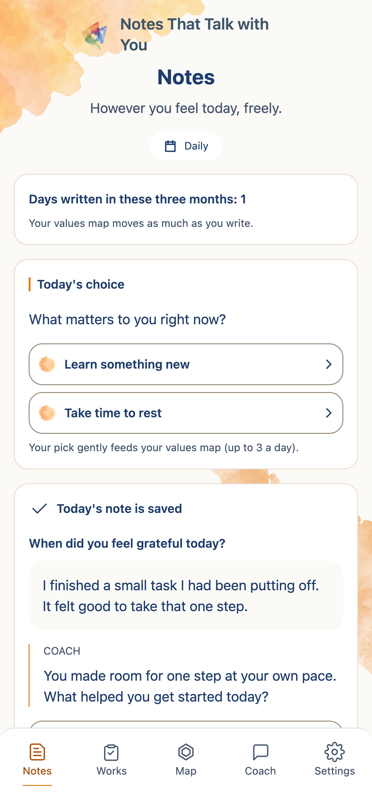 Daily notes example in Notes That Talk with You
