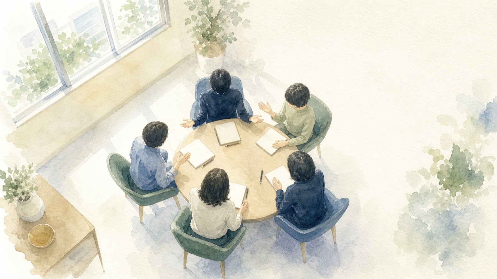 研修で参加者が輪になって話し合う様子