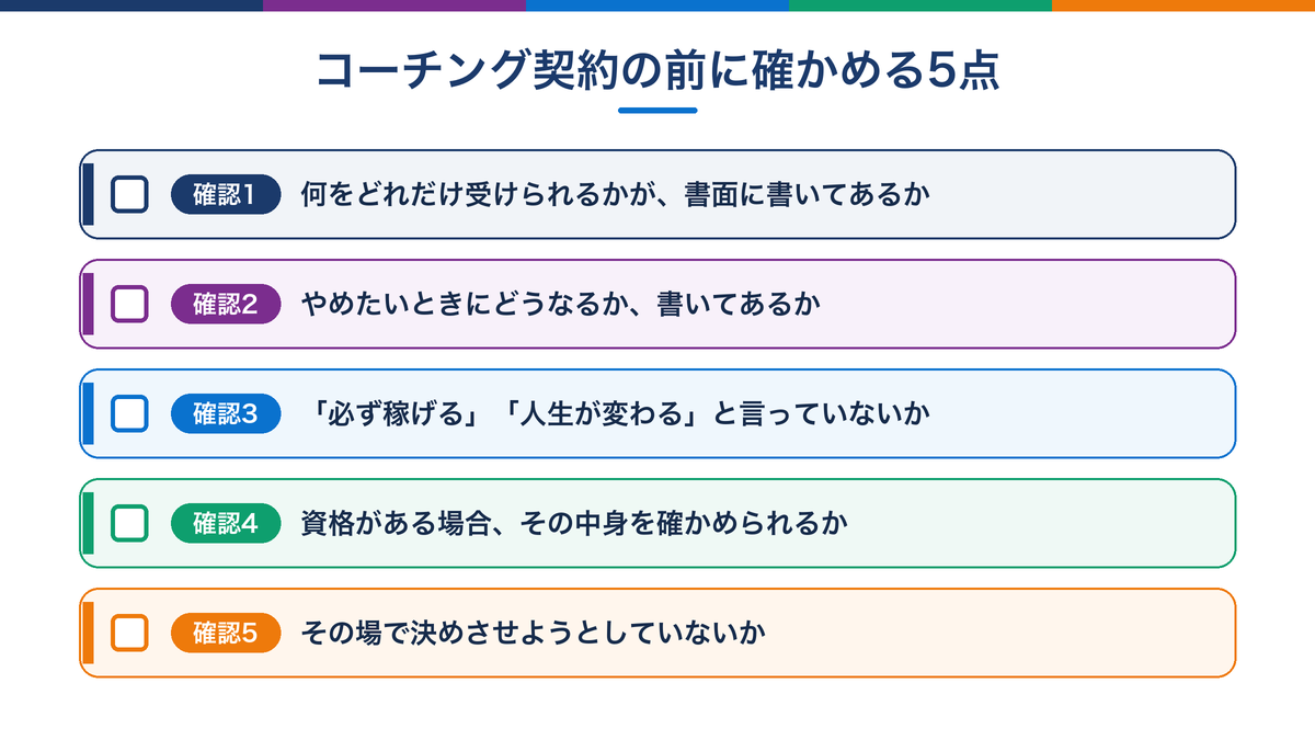 コーチング契約の前に確かめる5つのチェックリスト