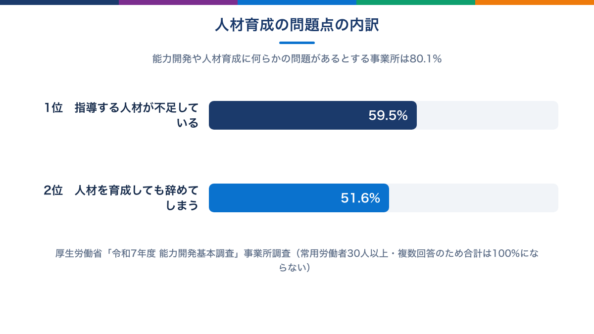 人材育成の問題点の内訳を示した図
