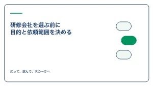 研修会社を選ぶ前に 目的と依頼範囲を決めるのアイキャッチ
