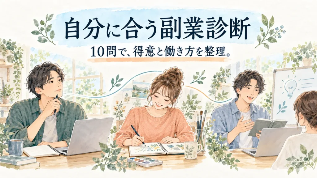 自分に合う副業を考える、無料・登録不要の10問診断。
