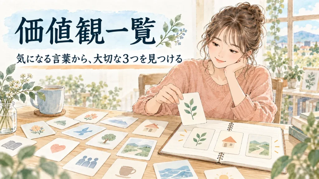 価値観の例208項目と例文10選。自分に合う3語を選ぶ。
