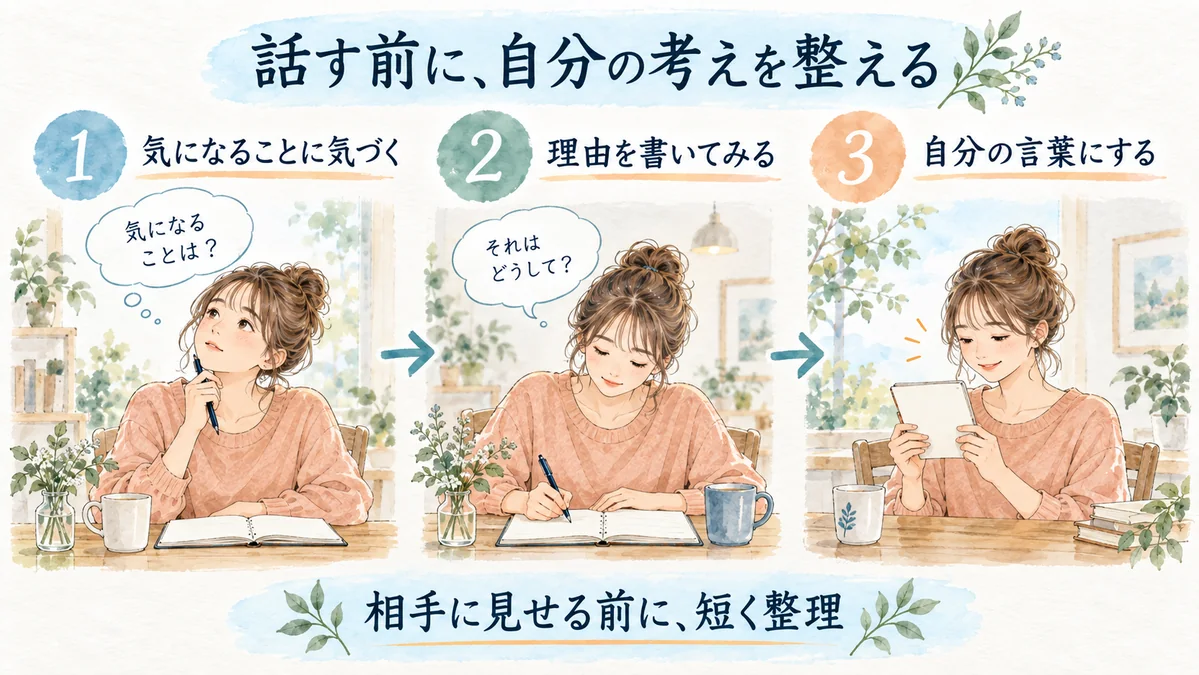 2人で話す前に、診断や記録をきっかけに自分の考えを言葉へする。