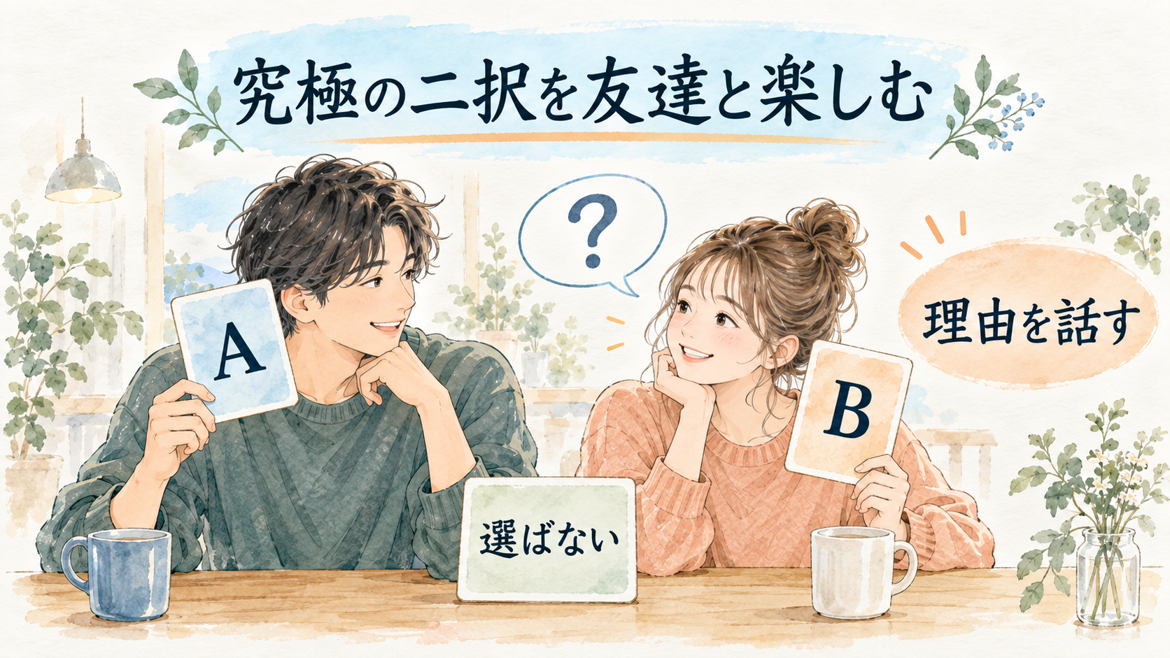 AとBを選び理由を話す