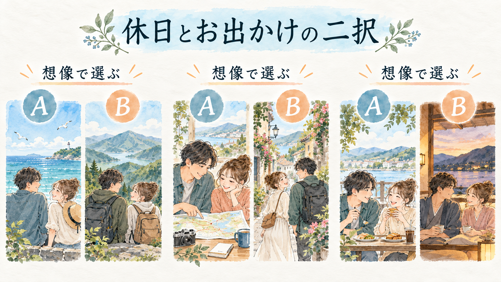 休日とお出かけの条件を比べる