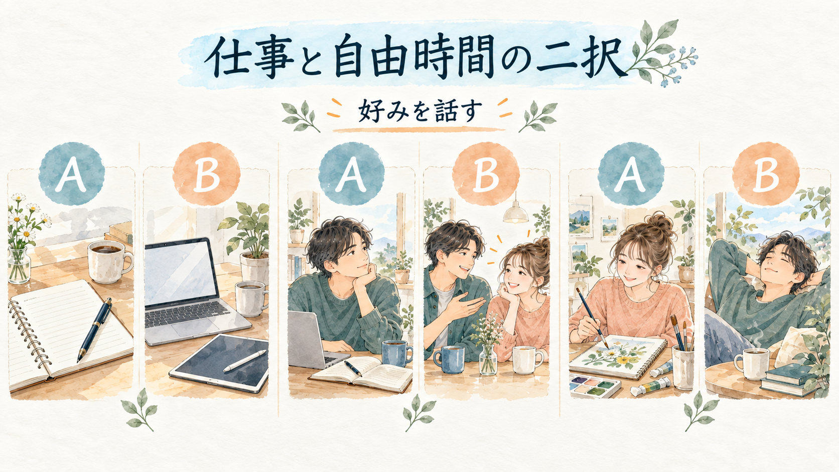 作業方法と自由時間の好みを選ぶ