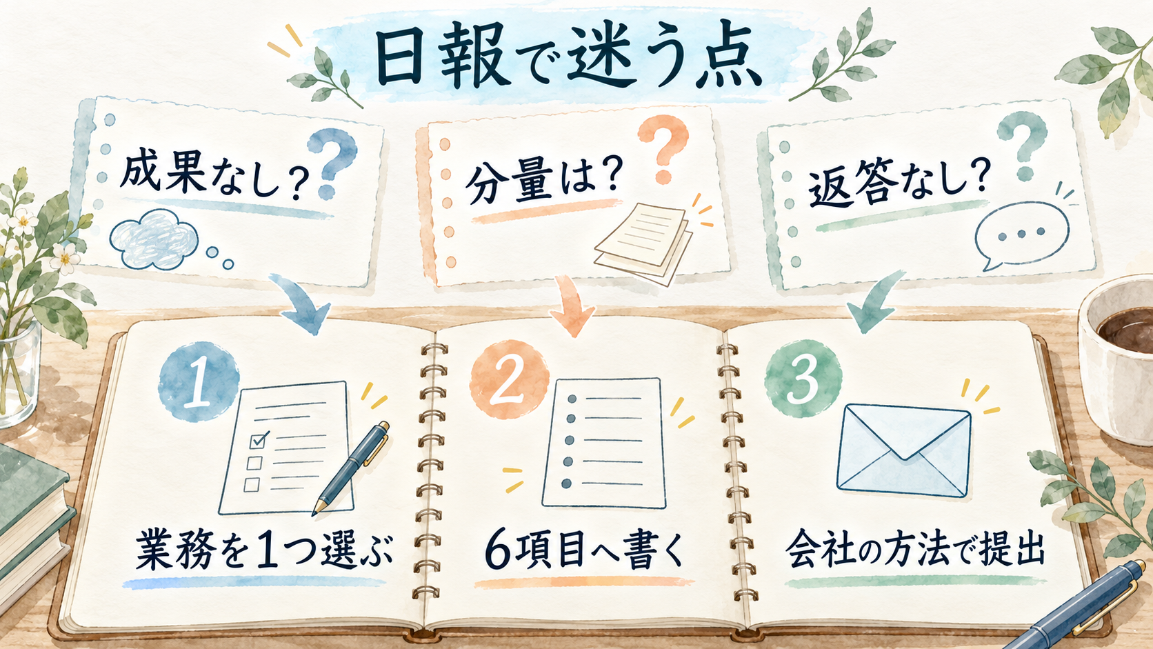 迷いを確認して今日の業務1つから書く