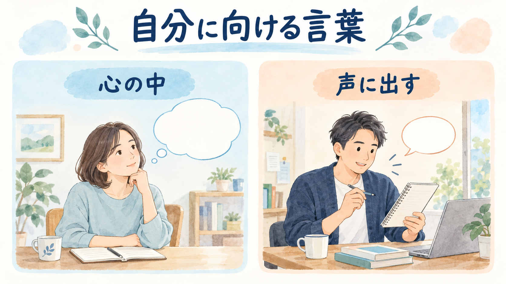 心の中の言葉と声に出す自分への言葉の図