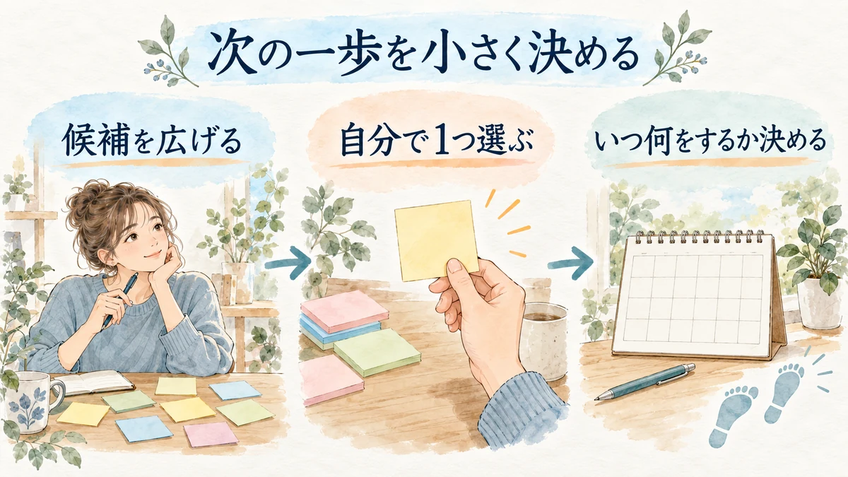 選択肢を広げてから実行する一歩を1つ選ぶ流れ