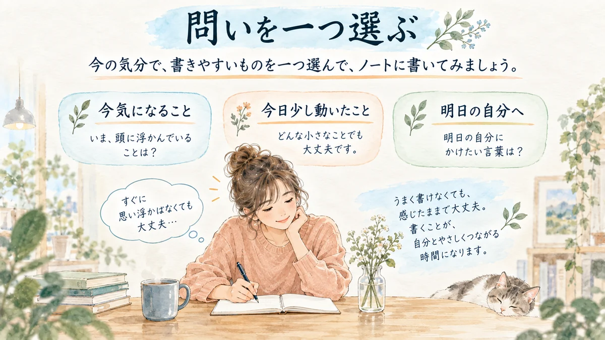 気になること、少し動いたこと、明日の自分への問いを一つ選ぶ