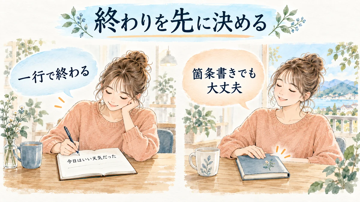 一行や箇条書きで終えてよいと先に決める