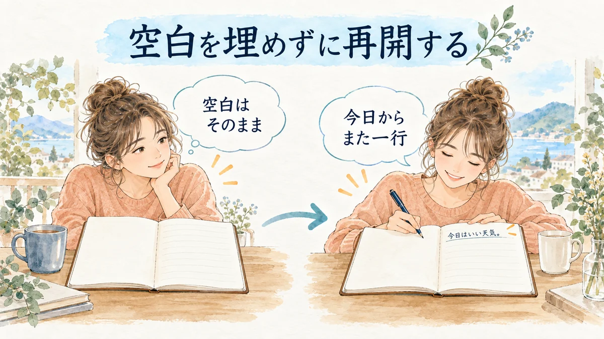 空白の分を埋めず、今日の一行から再開する