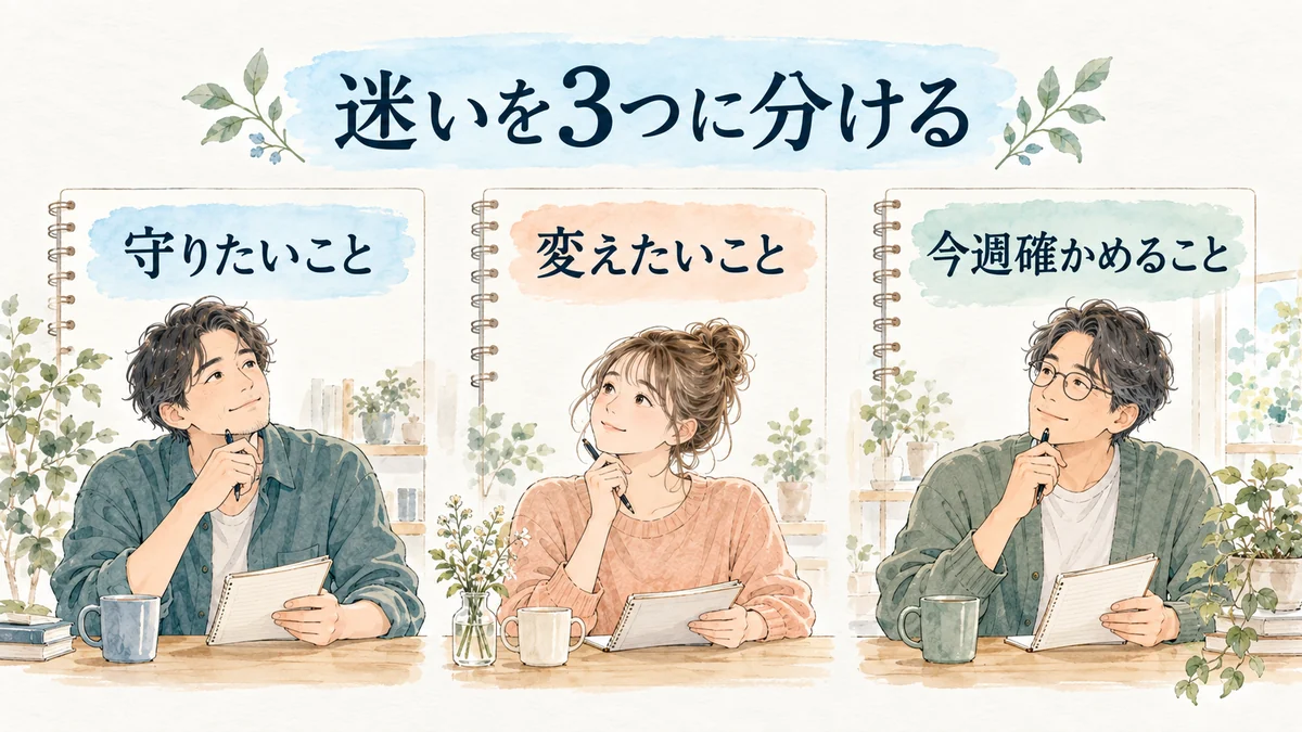 守りたいこと、変えたいこと、今週確かめることの3欄